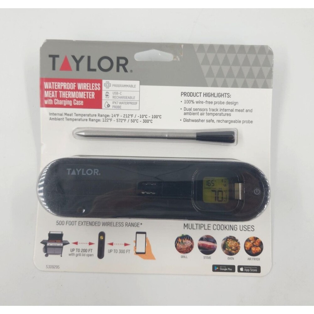 Taylor Smart Tech App Wireless Digital Cooking Kitchen Meat Thermometer 5309295